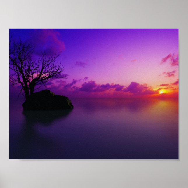 Póster hermoso paisaje púrpura (Frente)