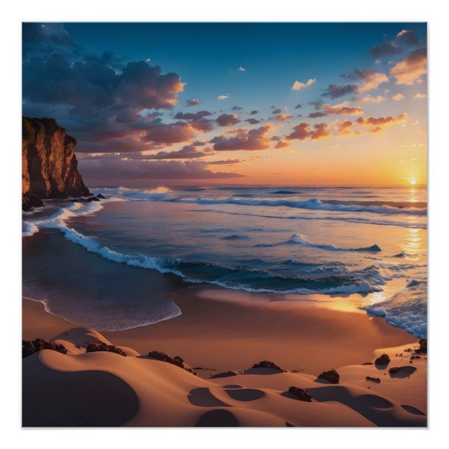 Póster Hermoso paisaje rocoso de playa (Anverso)