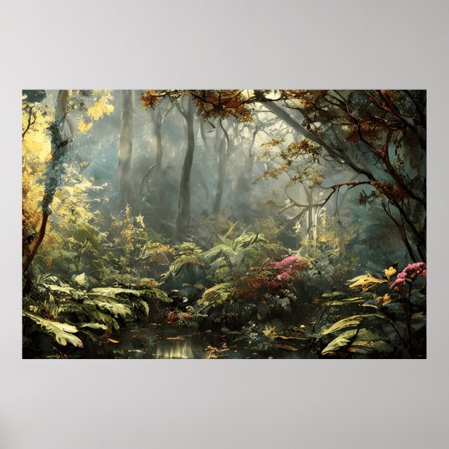 Póster Hermoso paisaje sereno clásico pequeño arroyo (Frente)