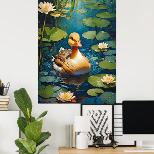 Póster Hermoso Pato En El Estanque