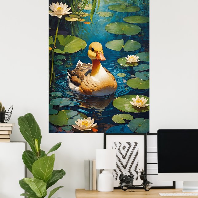 Póster Hermoso Pato En El Estanque (Oficina en casa)