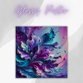 Póster Hermoso patrón abstracto de color turquesa y rosa 