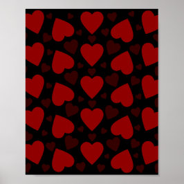 Póster Hermoso patrón de corazón rojo en negro