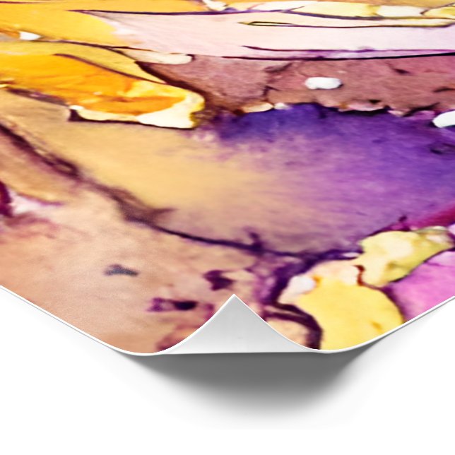 Póster Hermoso patrón floral boho rosa y dorado (Esquina)