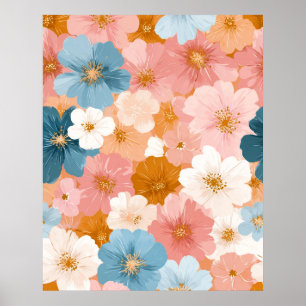 Póster Hermoso patrón floral pastel