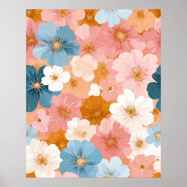 Póster Hermoso patrón floral pastel (Frente)