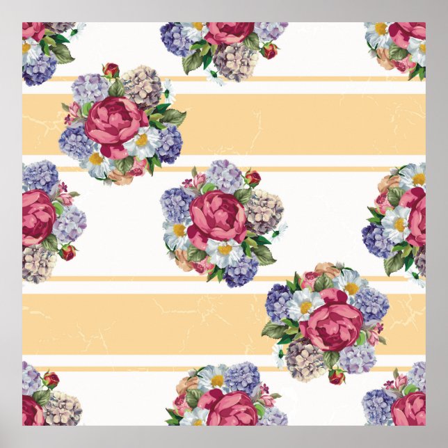 Póster Hermoso patrón floral sin costura con hidrangea p (Frente)