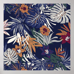 Póster Hermoso patrón floral vintage en muchos tipos