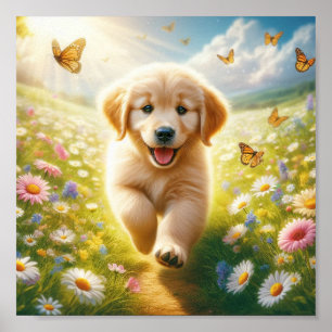 Póster Hermoso perrito Angel Golden Retriever