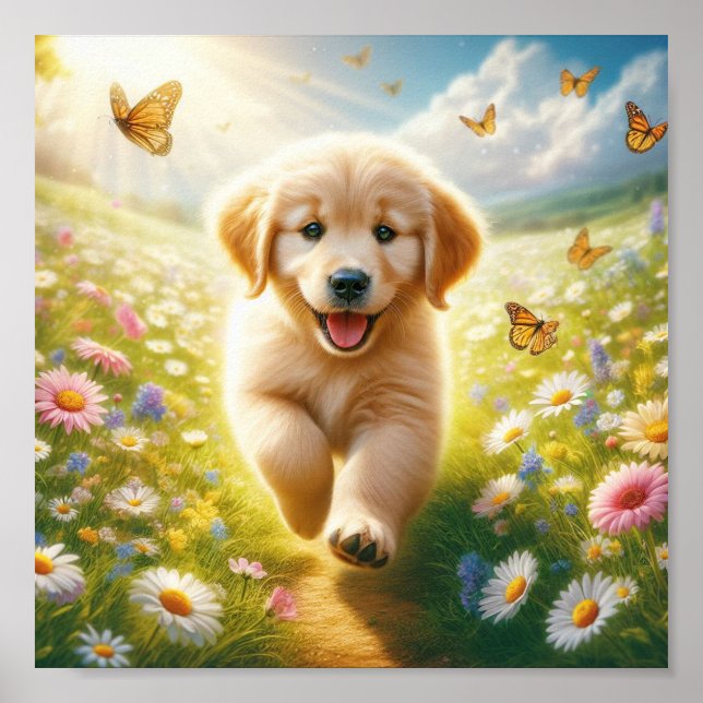 Póster Hermoso perrito Angel Golden Retriever (Frente)