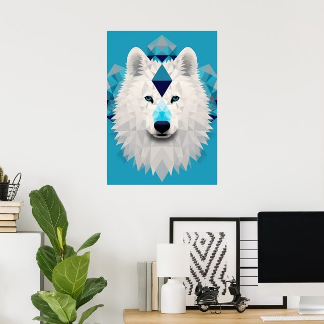Póster Hermoso perro cachorro Samoyed Boho  (Oficina en casa)