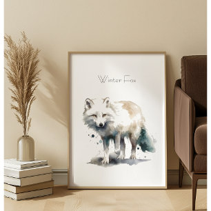 Póster Hermoso personalizable de zorro polar