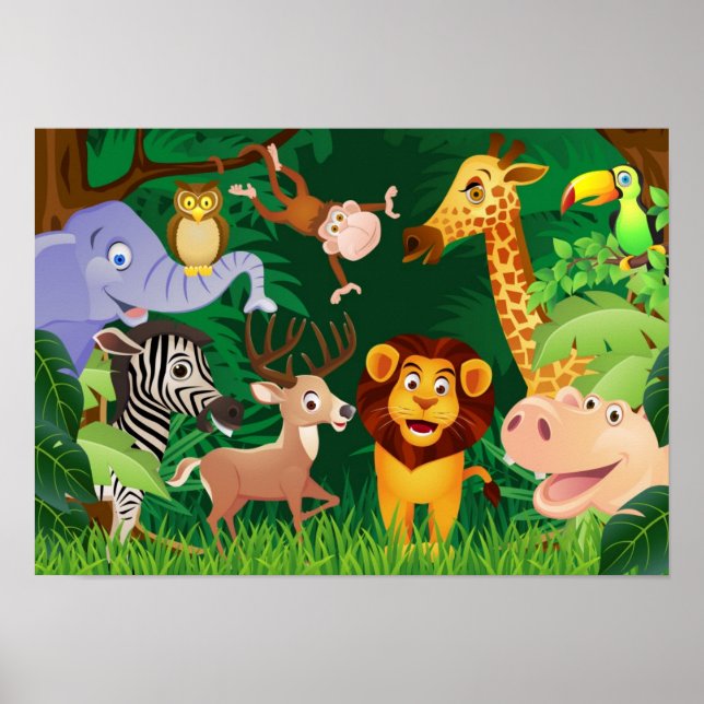 Póster Hermoso personalizado de animales de safari poster (Frente)