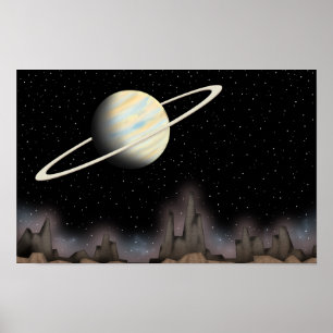 Póster Hermoso planeta en el espacio exterior.