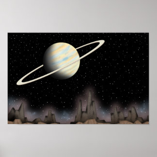 Póster Hermoso planeta en el espacio exterior.