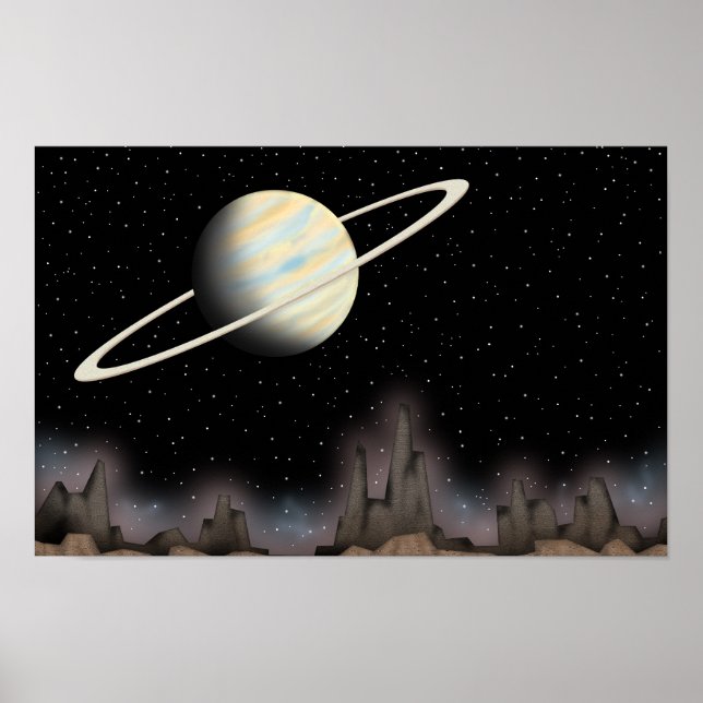 Póster Hermoso planeta en el espacio exterior. (Frente)