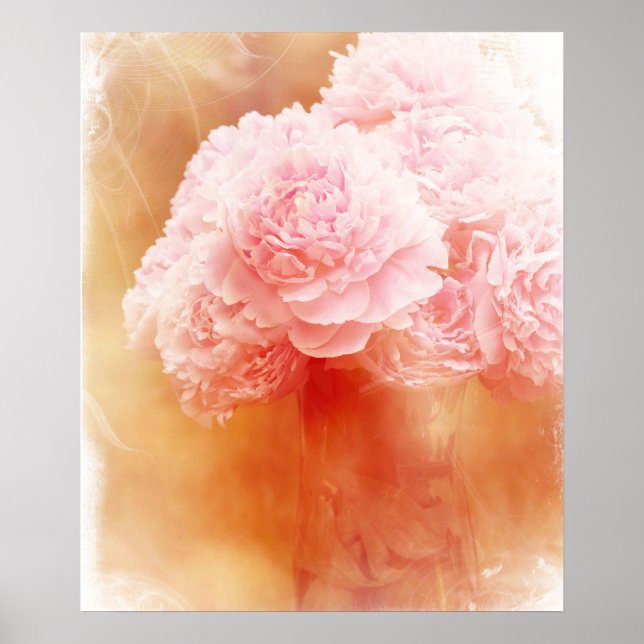 Póster Hermoso Poster Blushing Peony Bouquet (Frente)