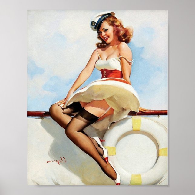 Póster Hermoso Poster Chica Retro Vintage Pin Up (Frente)