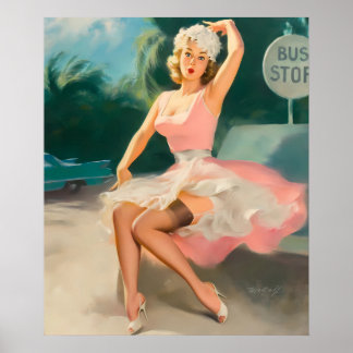 Póster Hermoso Poster Chica Vintage Pin Up