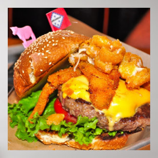 Póster Hermoso Poster de Cheeseburger