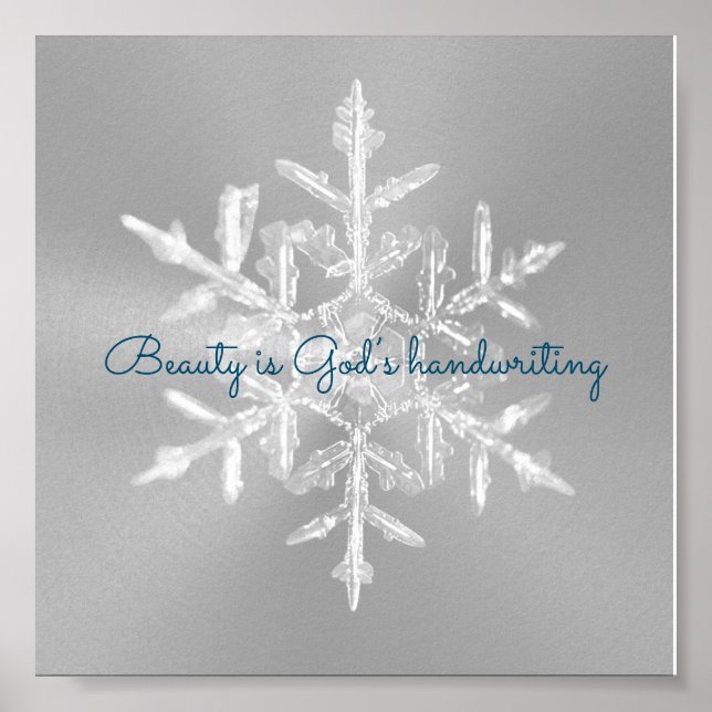 Póster Hermoso Poster de copos de nieve Inspirador y gris (Frente)