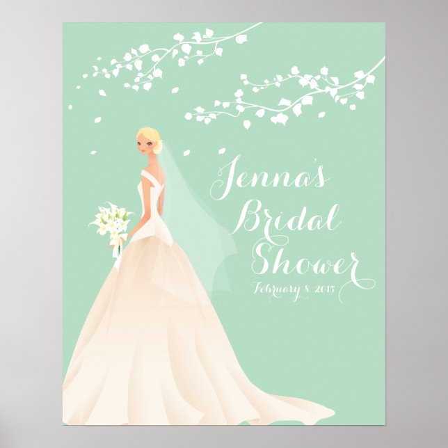 Póster Hermoso Poster de ducha de novia de novia rubia (Frente)