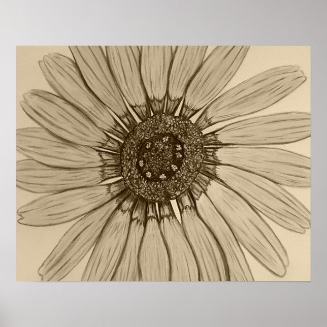 Póster Hermoso Poster de Flor esbozado a mano (Frente)
