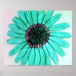 Póster Hermoso Poster de Flor esbozado a mano