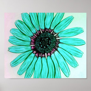 Póster Hermoso Poster de Flor esbozado a mano