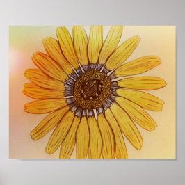 Póster Hermoso Poster de Flor esbozado a mano