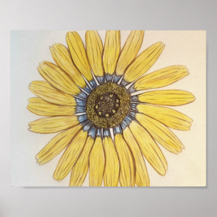 Póster Hermoso Poster de Flor esbozado a mano