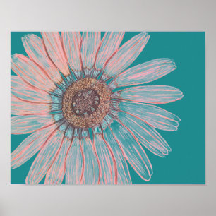 Póster Hermoso Poster de flores esbozadas a mano