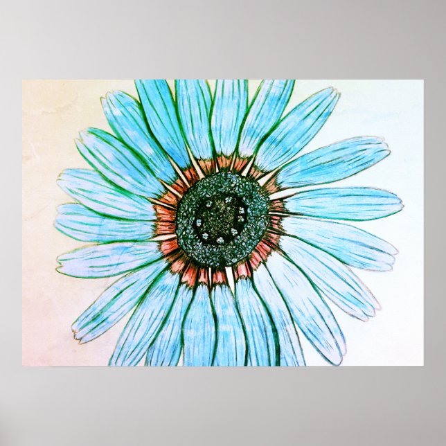 Póster Hermoso Poster de flores esbozado por la mano (Frente)