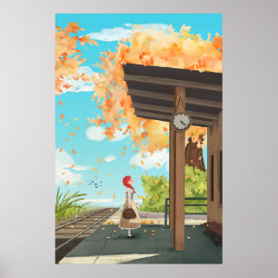 Póster Hermoso Poster de la escena campestre de otoño