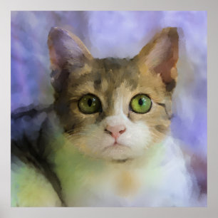 Póster Hermoso Poster de pintura de aceite de gato