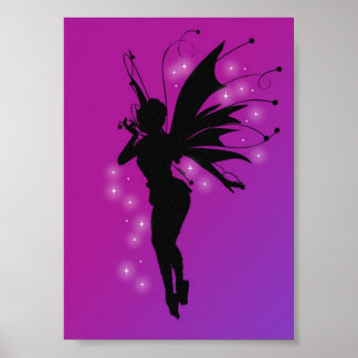 Póster Hermoso Poster de Silhouette Fairy