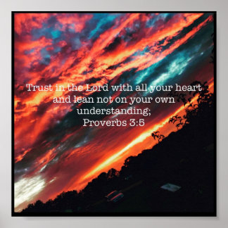 Póster Hermoso poster de verso de la biblia al atardecer