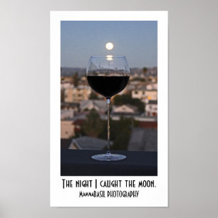 Póster ¡Hermoso Poster de vino y luna!