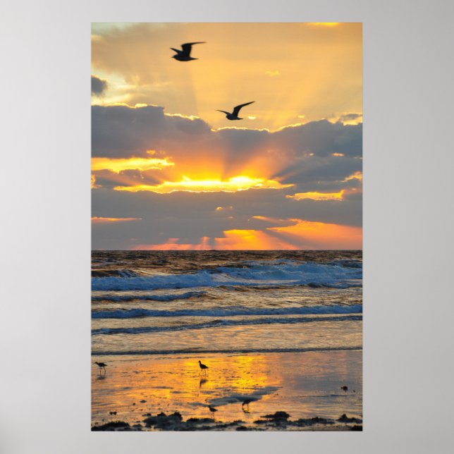Póster Hermoso Poster del Sunrise Beach Morning Beach (Frente)