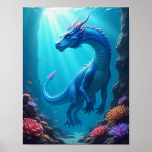 Póster Hermoso Poster Dragón Subacuático