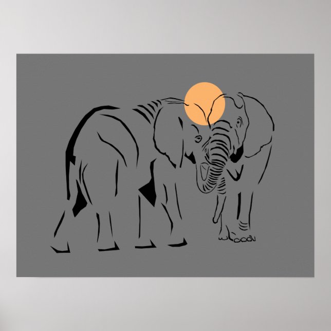 Póster Hermoso Poster elefante Minimalista (Frente)