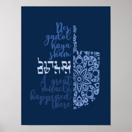 Póster Hermoso Poster Hanukkah Dreidel