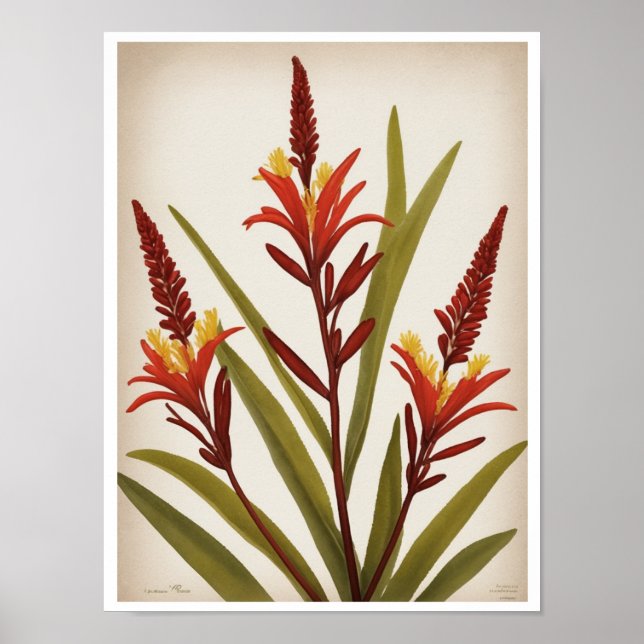 Póster Hermoso Poster Kangaroo Paw Flower Wall (Frente)