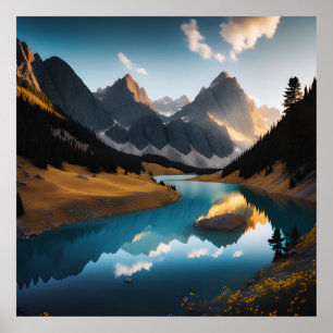 Póster Hermoso Poster paisajista de Mountain Lake