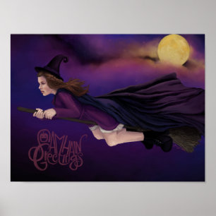 Póster Hermoso Poster Samhain de la pintura de brujas