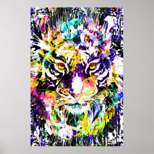 Póster Hermoso Poster Tigre Poster de tigres coloridos