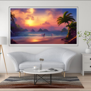 Póster Hermoso Poster Tropical del Pacífico Sur