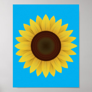 Póster Hermoso Poster veraniego de girasol
