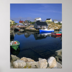 Póster Hermoso pueblo de Peggy's Cove con puerto