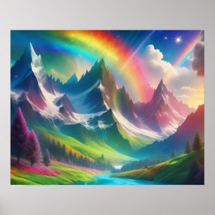 Póster Hermoso reino de fantasía arcoiris